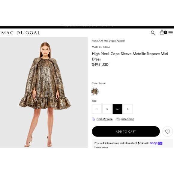 NWT MAC DUGGAL [ Small ] High Neck Cape Sleeve Metallic Trapeze Mini Dres J2010 - Picture 16 of 16